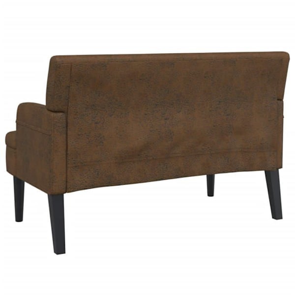 Bænk med polstret ryg og armlæn 112 x 65,5 x 75 cm PVC med daim-look i brun DEC024651 kastanj
