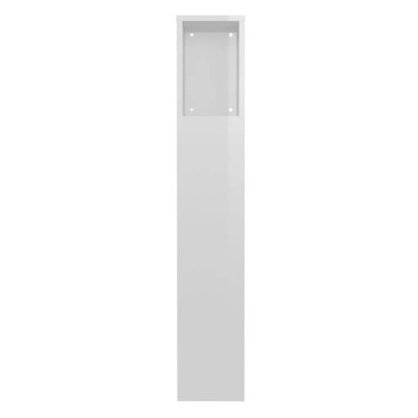 Hovedgærde med opbevaring, sengetilbehør, natbord, hylde 100 x 18,5 x 104,5 MDF hvid glans.