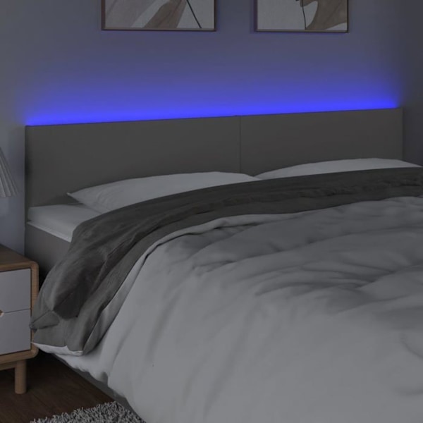 Sengehoved tilbehør til soveceller soveværelse møbel med LED 180 x 5 x 78/88 syntetisk grå