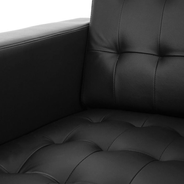 Lounge fåtölj för väntrum i svart syntetmaterial, metallben 04_0003124 Metall