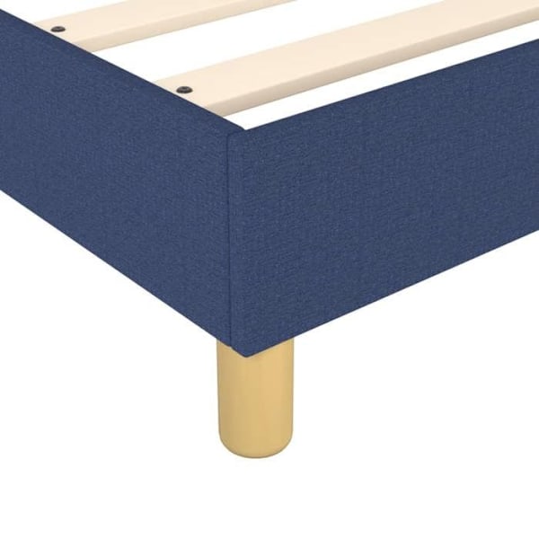 Sæng med lameller på fødder, sengegærde 90x200 cm, blå stof TDL0207317 Blå