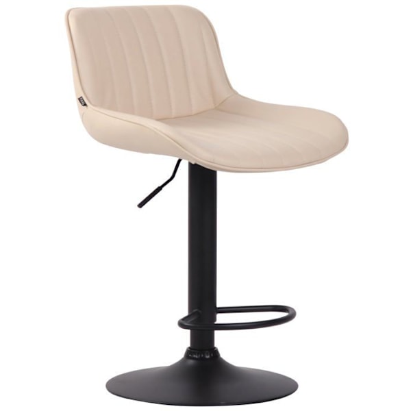 Barstol hög x1 i PVC crème med vertikala sömmar, stöd i svart metall 10_0005099 Grädde