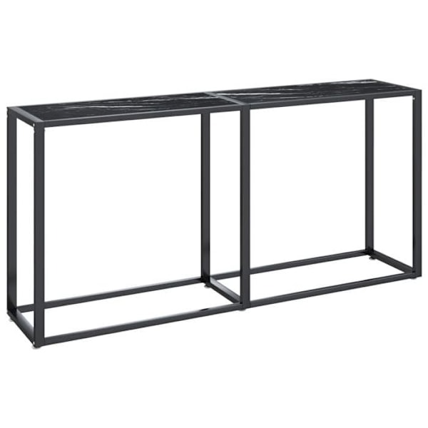 Moderne entrekonsol møbel, aflastningsbord 160 x 35 x 75,5 cm, hærdet glas med sort marmorudseende og stål DEC032034 Svart