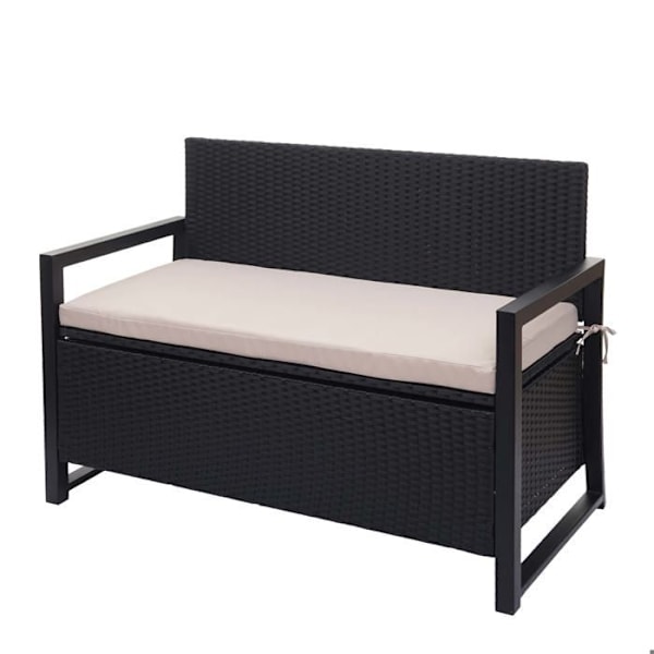 Kahden hengen polyrotin puutarhapenkin säilytyslaatikko, antrasiitti, beige tyyny 04_0004171 Beige