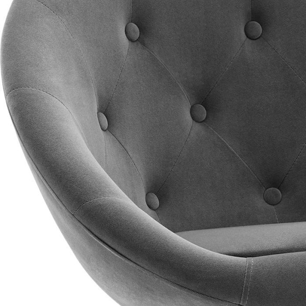 Pehmustettu munatuoli, design samettikangas, pyörivä työtuoli harmaa - FAL09073 - Harmaa - Kangas