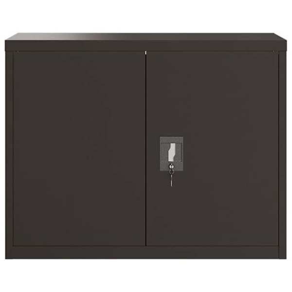 Laatikollinen työpöytäkaappi, jossa 1 säädettävä hylly 90 x 40 x 70 cm mustaa metallia DEC024594 Svart