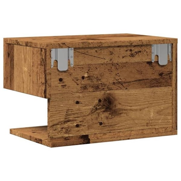 Sæt med 2 væghængte natborde med skuffe og hylde 46 x 29,5 x 30 cm i brun ingeniørtræ DEC036118 kastanj