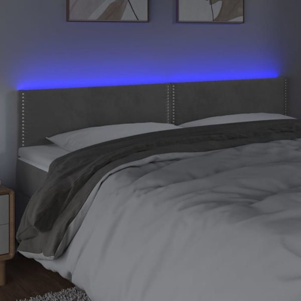 Sengegavl tilbehør til soveplads, møbel til LED 200 x 5 x 78/88 lys grå fløjl
