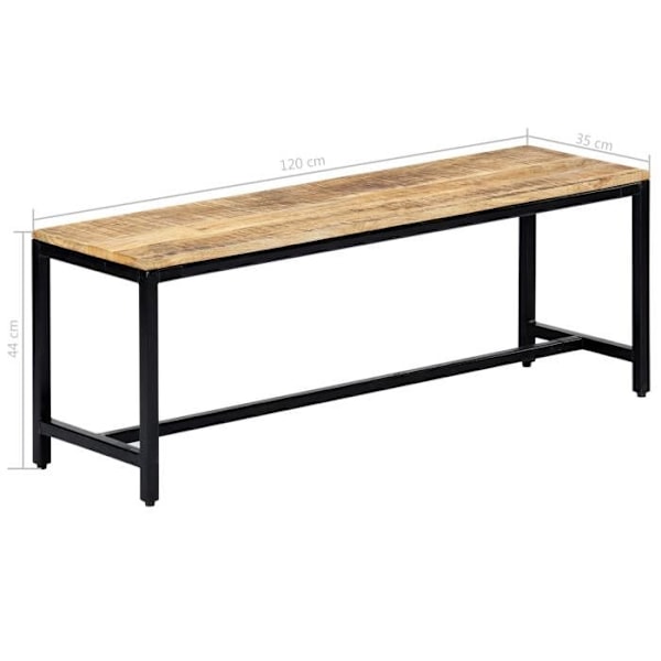 Bänk för matsal 120 cm i solid mangoträ rå bruna DEC025015 kastanj
