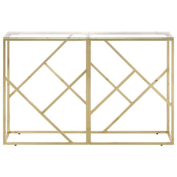 Konsolbord til indgang, stuebord i forkromet rustfrit stål og hærdet glas DEC031983 Guld