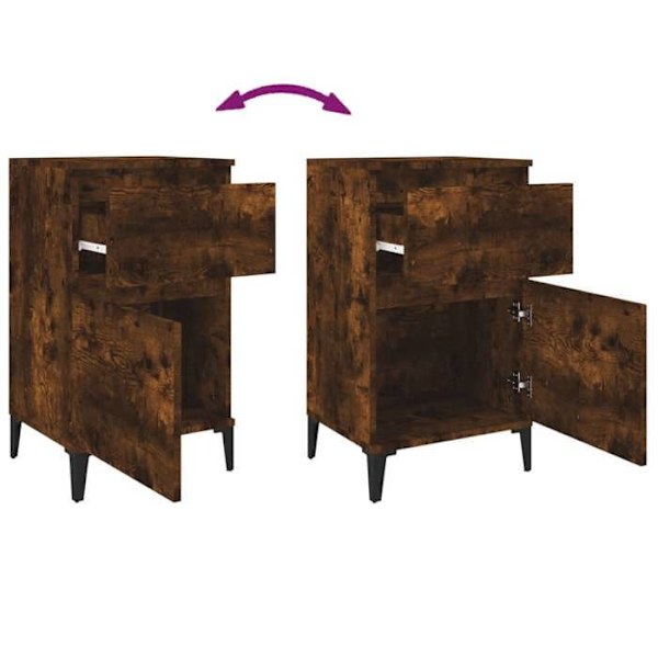 Set med 2 sängbord med två lådor 40 x 35 x 70 cm ingenjörsträ brun och metall DEC035108 kastanj
