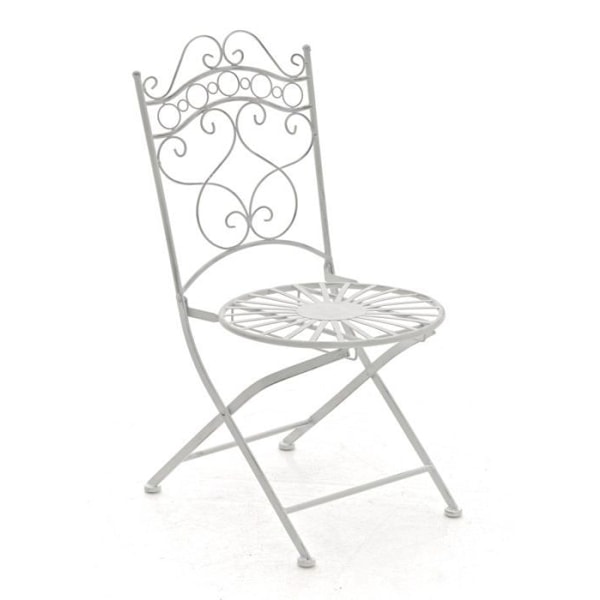 Havemøbel terrasse balkon design rustikt i hvid patineret smedejern 10_0003005 Vit