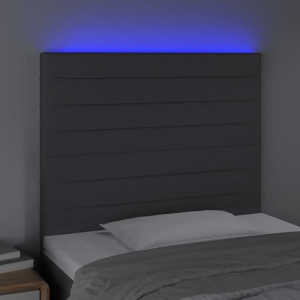 Hovedgavl til soveværelse med LED-møbler 80 x 5 x 118/128 mørkegrå stof