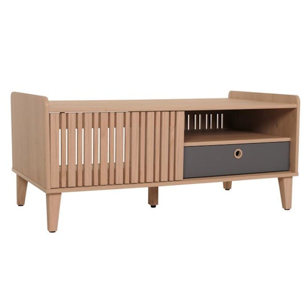 Sublim sofa bord med 2 opbevaringsrum og 1 skuffe i mangotræ 52 x 114 x 59 cm beige skuffe grå 04_0008455 Beige