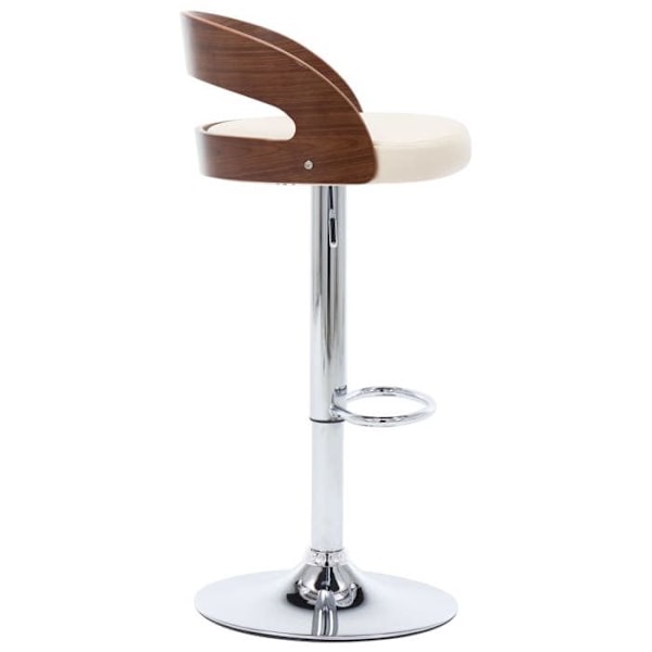 2 kpl retro-design baarijakkaroita kermavärisestä PVC:stä ja kaarevasta puusta DEC029658 kastanj