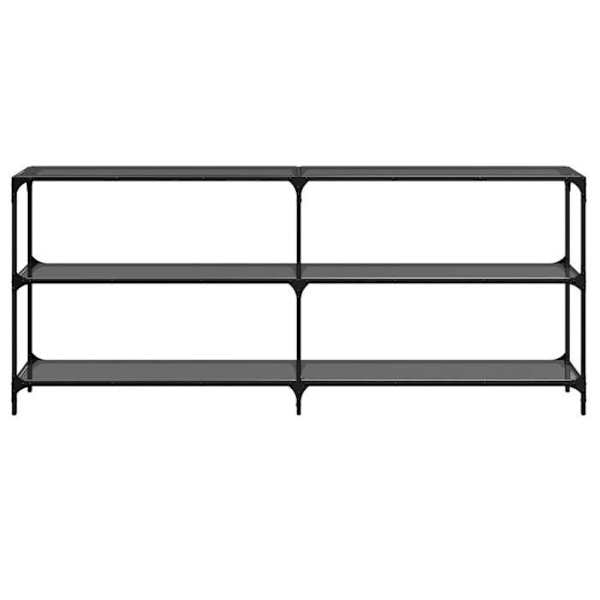 Konsolbord til entre møbel til stuen med hylder 194,5 x 30 x 81 cm stål og sort glas DEC031339 Svart