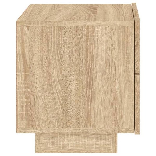 Natbord med LED-lys og skuffer 70 x 36 x 40,5 cm ingeniørtræ farve eg DEC033188 kastanj