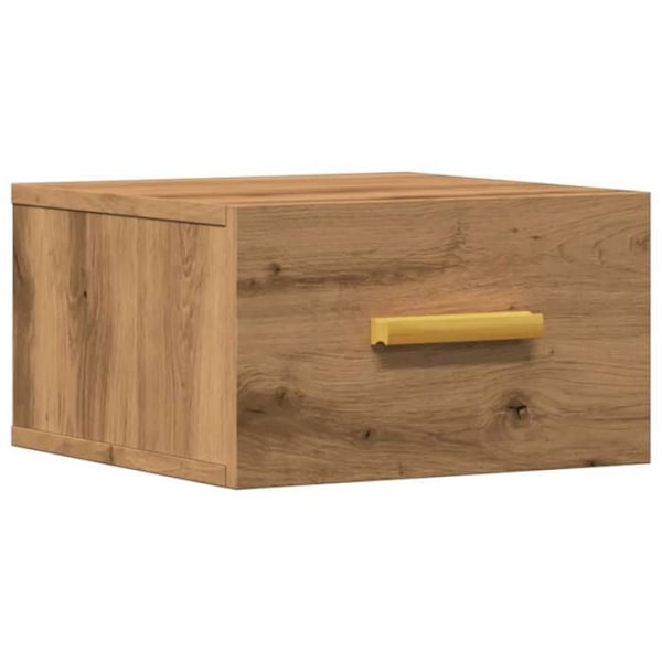 Væghængt natbord med skuffe 35 x 35 x 20 cm ingeniørtræ i egetræfarve DEC034245 kastanj
