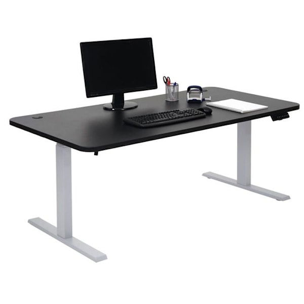 Sähkösäädettävä työpöytä tietokoneelle 160x80cm 53kg MDF Musta, Harmaa 04_0001406 Grå