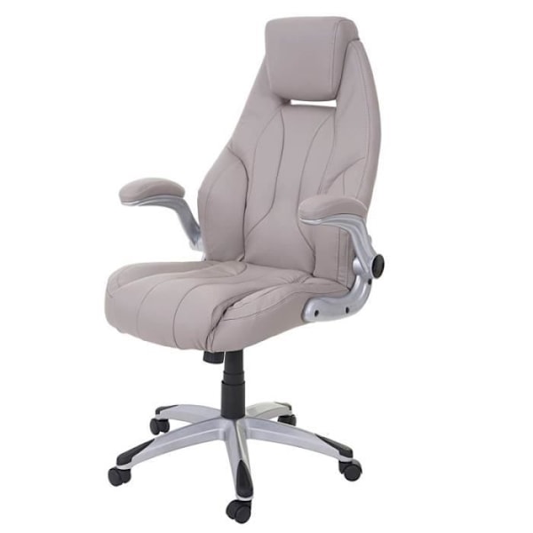 Ergonomisk kontorsstol med hjul i taupe konstläder BUR04081