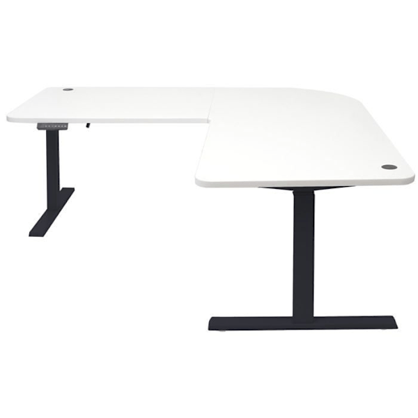 Hjørne skrivebord med elektrisk højdejustering 178 x 178 cm HDF hvid sort 04_0006024 Vit