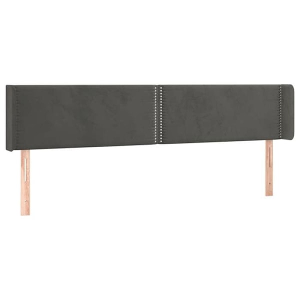 Sengegavl med tilbehør til seng, soveværelse, møbel med sidekant 203 x 16 x 78/88 mørkegrå velour