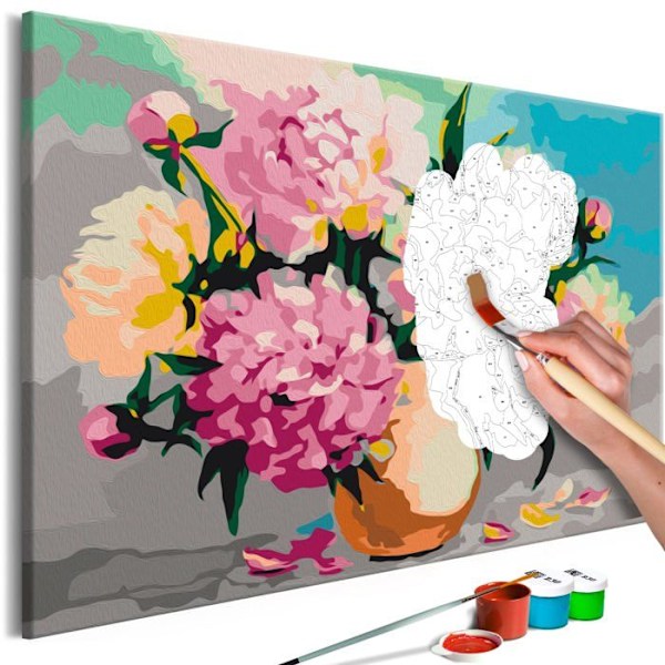 Målarbild göra själv, måla efter nummer, motiv Blommor i en vas 60 x 40