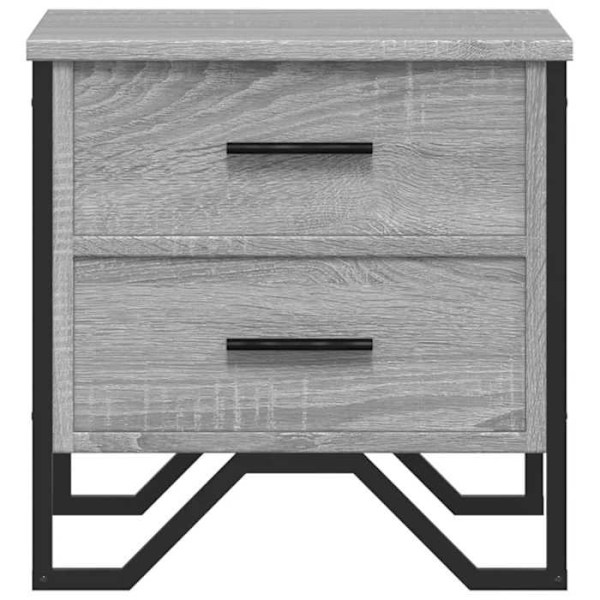 2 kpl yöpöytiä, joissa kaksi laatikkoa 40 x 41 x 40 cm harmaata insinööripuuta ja metallia DEC035726 kastanj