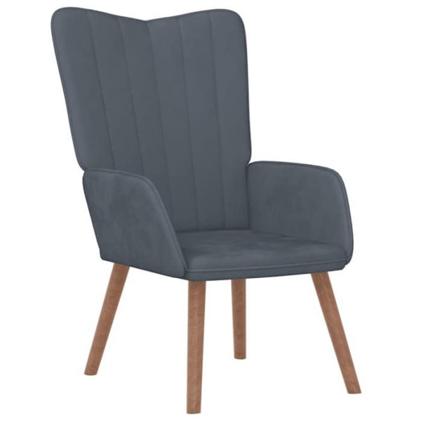 Modernt design loungefotölj med grå sammet och fotpall DEC026526 Grå