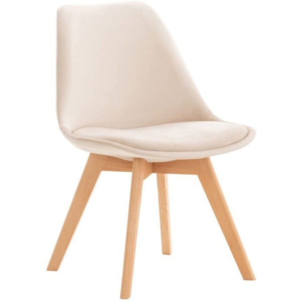 Ruokailutuoli x1 skandinaavinen design vaaleanbeige sametilla ja vaaleilla puujaloilla 10_0002280 Beige