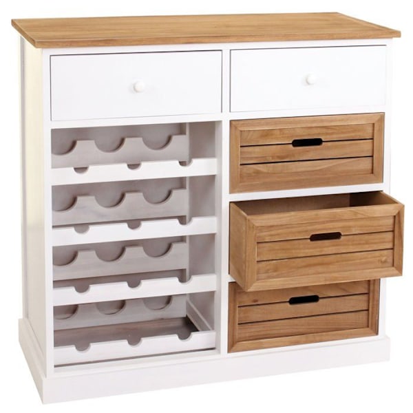 Vinplockskåp för 12 flaskor med lådor, rustik stil 86x87x37cm 04_0004316 Flerfärgad