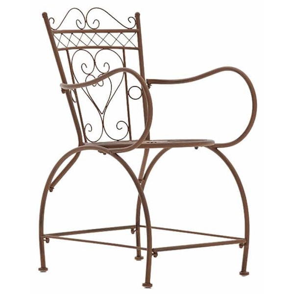Sæt med 2 havestole med armlæn til balkon terrasse, rustik design i gammelbrunt metal 10_0002867 kastanj