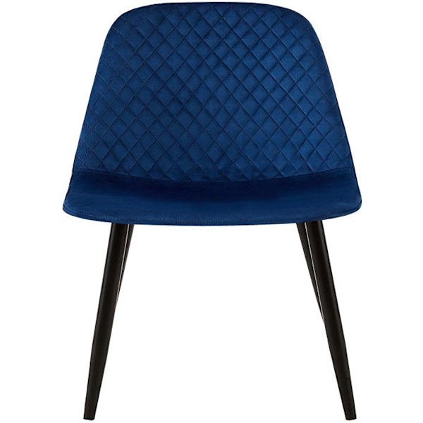 Spisestuestol x1 med dekorative diamant-syninger, blå velour-sæde, mat sort metalben 10_0002244 Blå