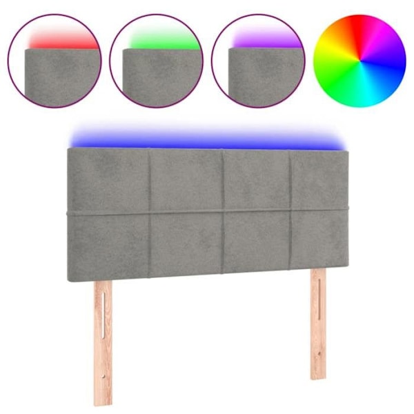 Sänggavel - Ej specificerad - 80x5x78/88 cm - Ljust grå sammet - Modern stil - Integrerad LED Ljusgrått