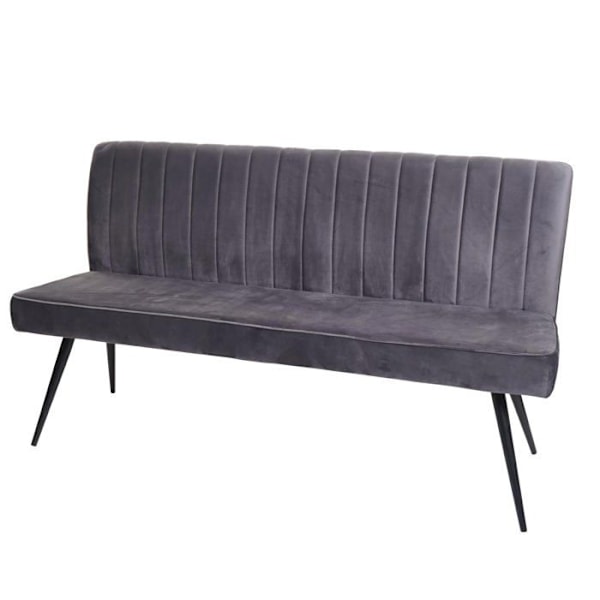 Ravintolapöytäsohva, jossa on tummanharmaa samettipäällinen ja metalli, 160 cm 04_0005856 Grå