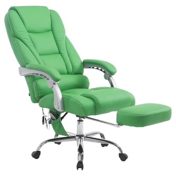 Kontorsstol med massagefunktion, fotstöd, lutbar ryggstöd i grön PVC 10_0002585 Grön