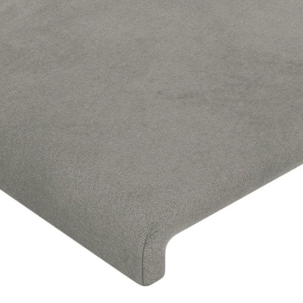 Hovedgavl til seng, soveværelse, møbel med sidekant 93 x 16 x 118/128 cm lys grå fløjl TDL020 Grå