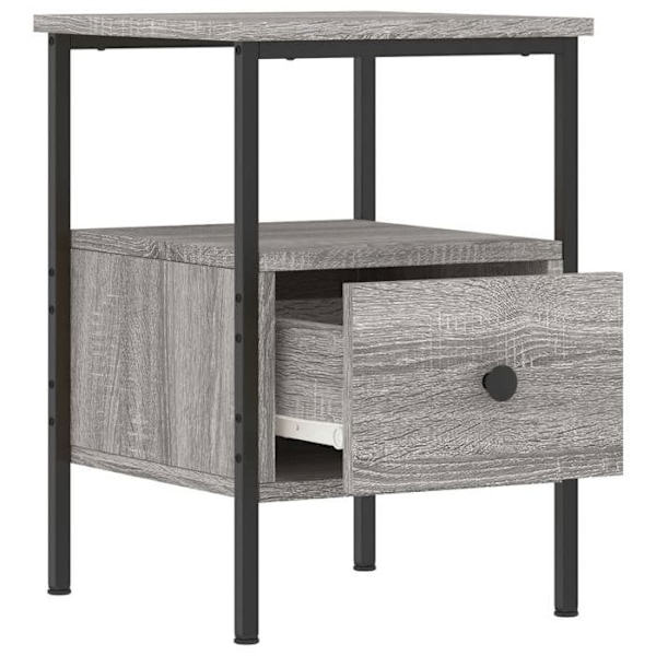 Sæt af 2 natborde med skuffe og hylde 34 x 36 x 50cm grå ingeniørtræ og metal DEC035650 kastanj