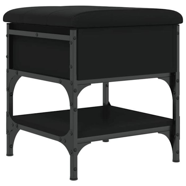 Skoopbevaringsbænk 42 x 42 x 45 cm sort ingeniørtræ metalramme DEC024915 kastanj