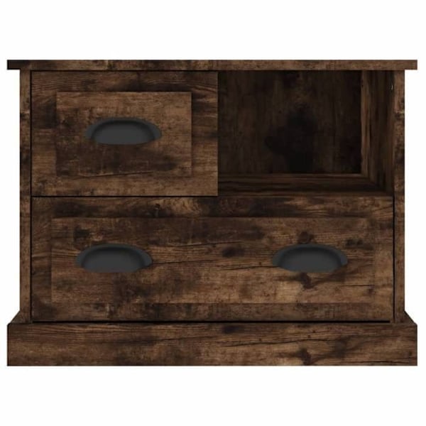 Nattbord med rum og 2 skuffer 60 x 39 x 45 cm ingeniørtræ brun DEC033671 kastanj