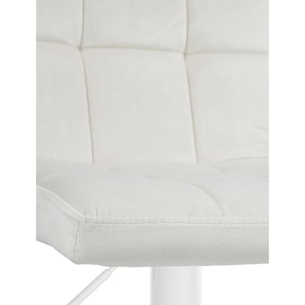 Barstol høj x 1 med dekorative firkantede syninger, sæde i lyse creme velour, ben i hvid metal 10_0005336 Vit