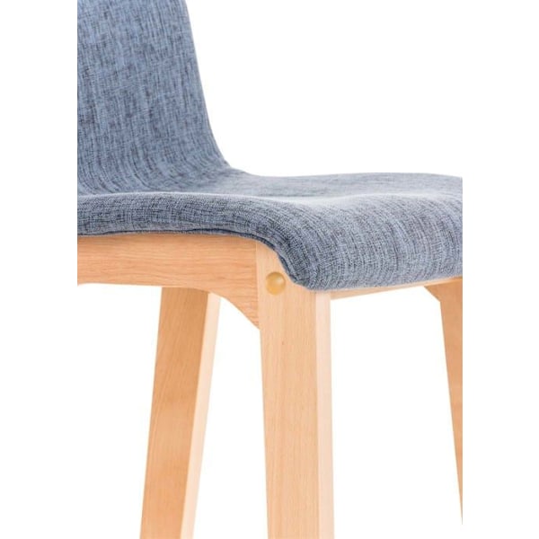 Barstol x1 moderne design i blåt stof, stabilt understel med 4 ben i lyst træ 10_0004970 Blå