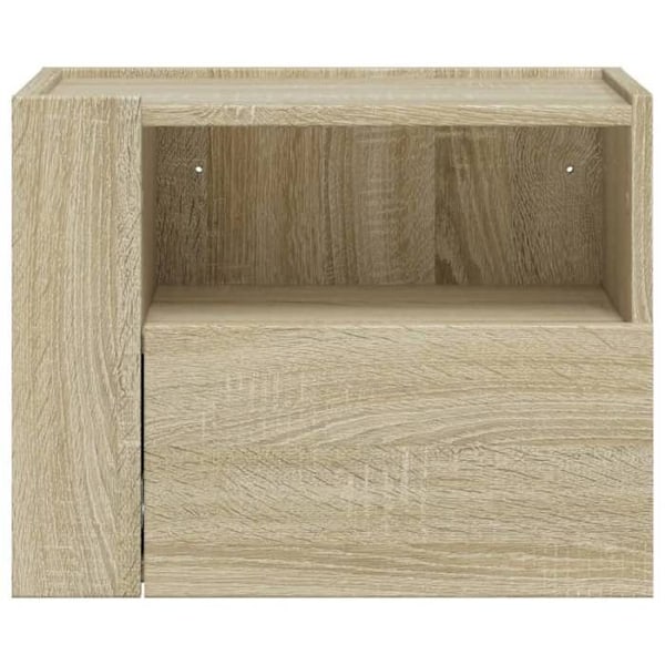 Væghængt natbord med skuffer 45 x 30 x 35 cm i ingeniørtræ farve eg DEC034288 kastanj