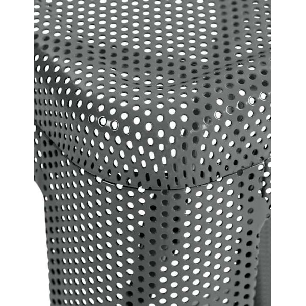 Sæt med 4 barstole med fodstøtte i design af industrielt stil, stabelbare i perforeret metal grå 10_0004511 Grå