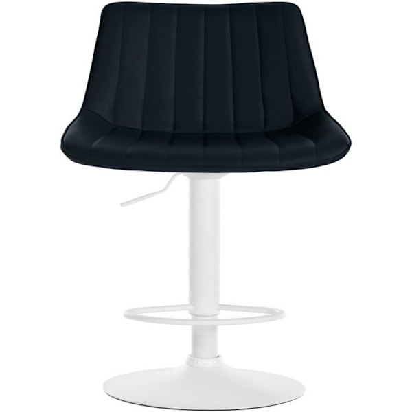 Barstol x1 højdejusterbar 360° drejelig sort PVC sæde lodret syning hvid metalfod 10_0005425 Vit