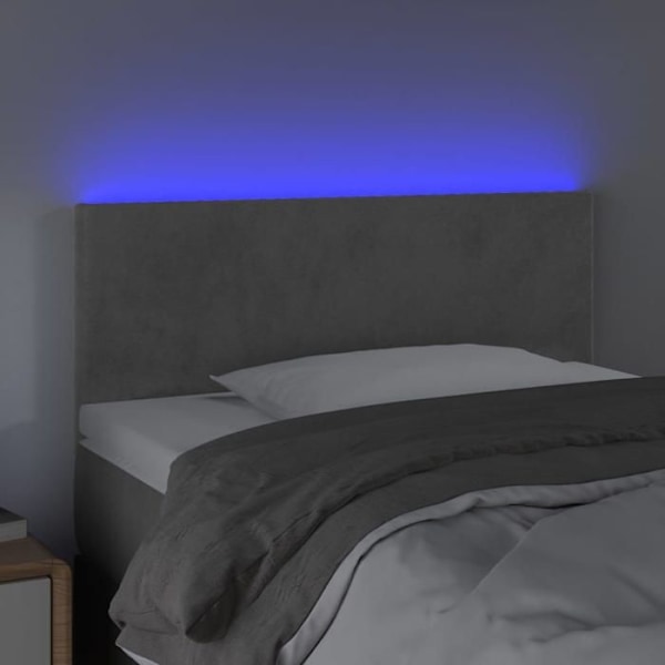 Hovedgærde til soveværelse møbel med LED 90 x 5 x 78/88 lys grå velour