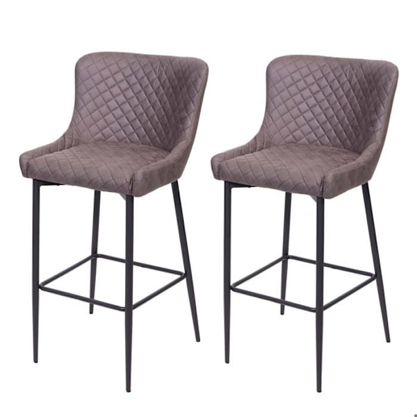 Sæt med 2 barstole, stof, mørkegrå, chic og retro design