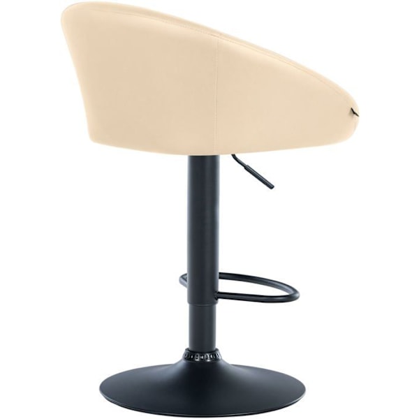 Barstol med 360° drejelig sæde, justerbar højde, creme PVC, ben i sort metal 10_0004764 Grädde