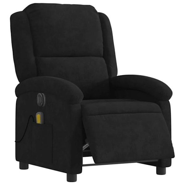 Massage- og reclining-lænestol med 6 massagepunkter i sort velour DEC027827 Svart