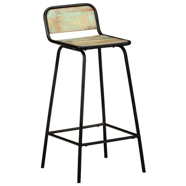 Barstools x4 korkeita tuoleja kierrätetystä puusta teräsrungolla DEC029416 kastanj